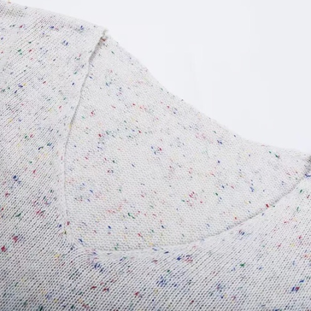 LAST ONE Frayed Confetti Distressed Knit Sweater - Picture 2 of 12